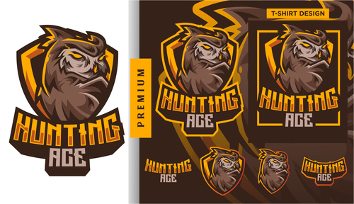 Owl hunting ace logo vector
