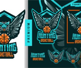 Owl hunting basketball logo design vector