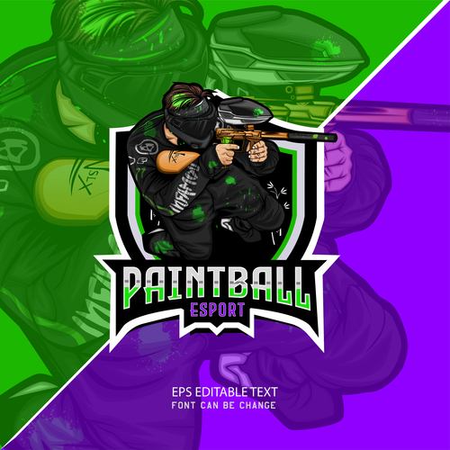 Paimtball esport logo design vector