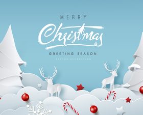 Paper cutting style happy christmas vector