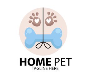 Paw prints bones pet shop logo vector