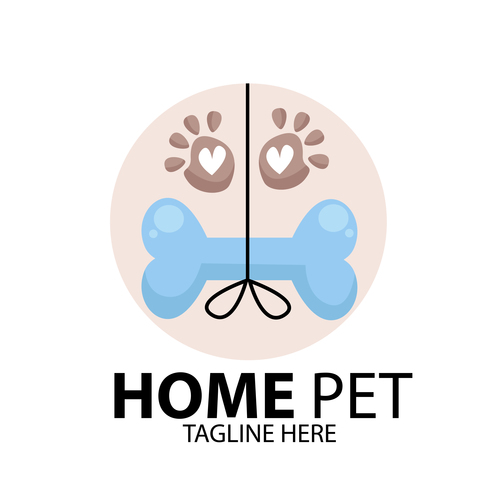 Paw prints bones pet shop logo vector
