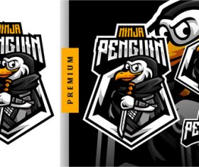 Penguin ninja logo vector