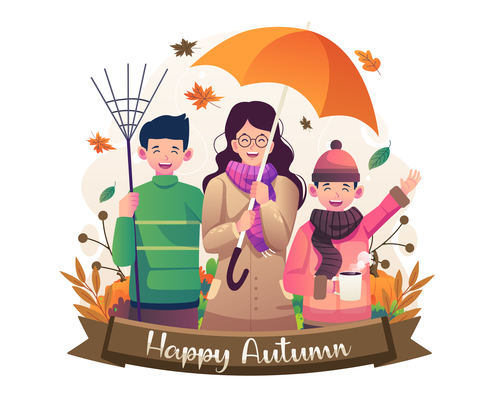 People are celebrating autumn vector