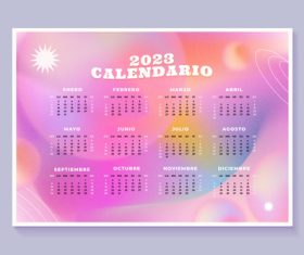Pink gradient background 2023 calendar vector