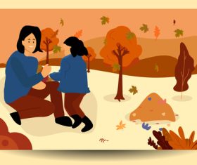 Play with children in autumn vector