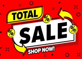 Promo banner announcing total sale with shop now offer vector