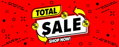 Promo banner announcing total sale with shop now offer vector