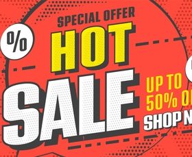 Promotion banner advertising hot sale discount vector