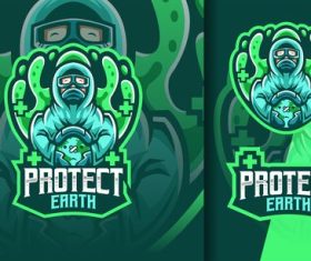 Protect earth from corona esport logo vector