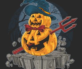 Pumpkin halloween trick treat red devil artwork vector