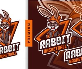 Rabbit basketball camp summer mascot logo vector