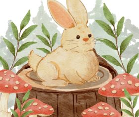 Rabbit watercolor illustration vector
