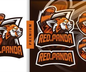 Red panda football gaming mascot logo vector