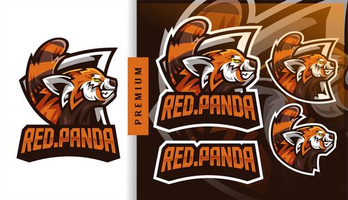 Red panda football gaming mascot logo vector