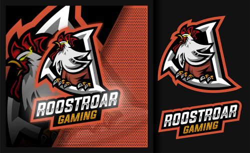Roostroar rooster gaming mascot logo vector