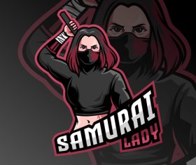 Samurai lady icon vector