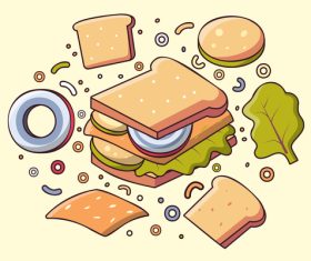 Sandwich with ingredients vector