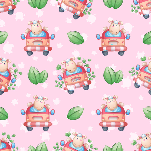Seamless sheep pattern background vector