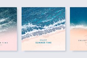 Set of summer beach background vector