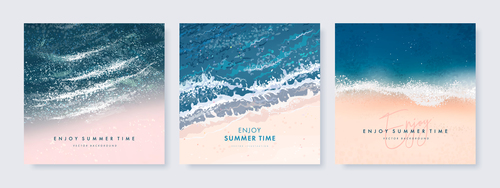 Set of summer beach background vector