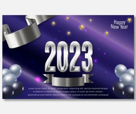 Silver 2023 New Year card design vector