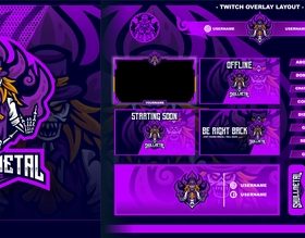 Skull metal esport logo design vector