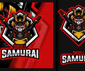 Skull samurai logo vector