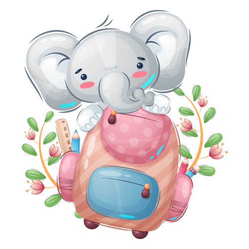 Small elephant and bag vector