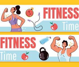 Sport bodybuilding fitness poster cards vector