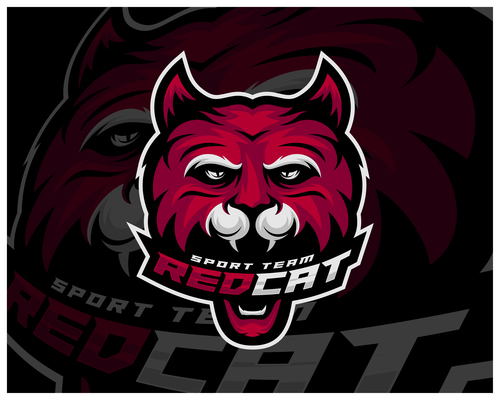 Sport team redcat logo design vector