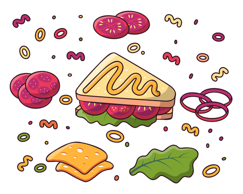 Tasty sandwich with ingredients vector