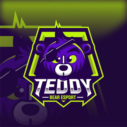 Teddy bear esport logo design vector