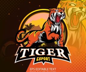 Tiger team game logo design vector