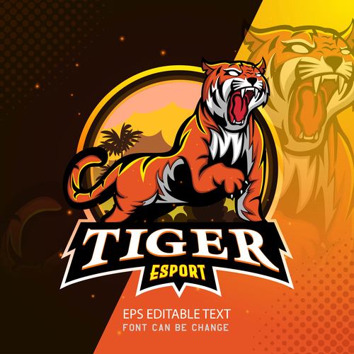 Tiger team game logo design vector free download
