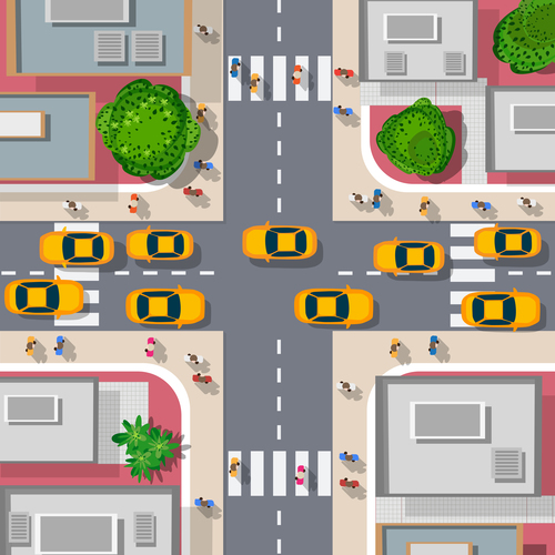 Top view intersection vector