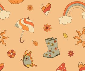 Umbrella rain boots and other seamless cartoon patterns vector