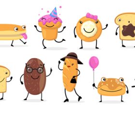 Various funny bread characters vector