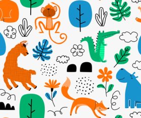 Vector seamless pattern of animals