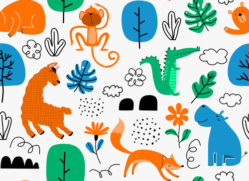 Vector seamless pattern of animals