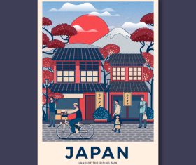Vintage Japanese street card vector