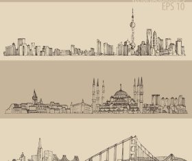 shanghai istanbul san francisco skylines big city illustration vector