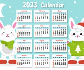 2023 Calendar with cute character rabbit vector