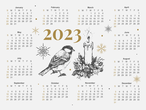 2023 calendar new year vector illustration