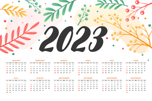 2023 new year calendar design flower style design vector