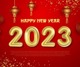 3d gold number and red lantern background vector