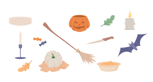 A set of Halloween element vector
