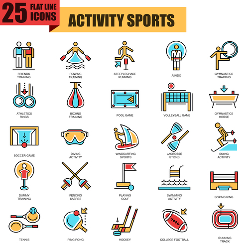 Activity sports icon collection vector