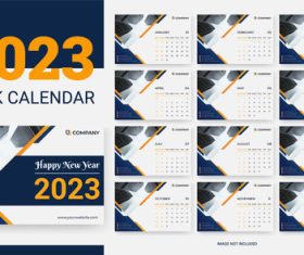 Aerial view of architecture 2023 desk calendar template vector