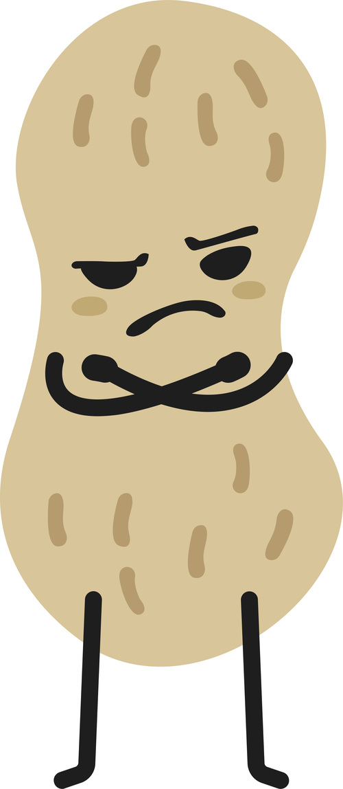 Angry peanut cartoon vector